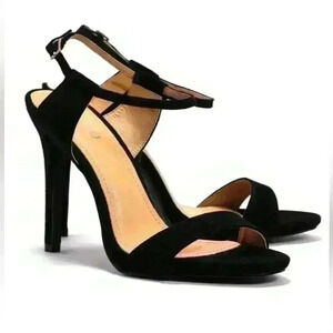 NIB Bebo by Nasty Gal Carrie Strappy Black Vegan Heel Sandal Stiletto Sz 8 US